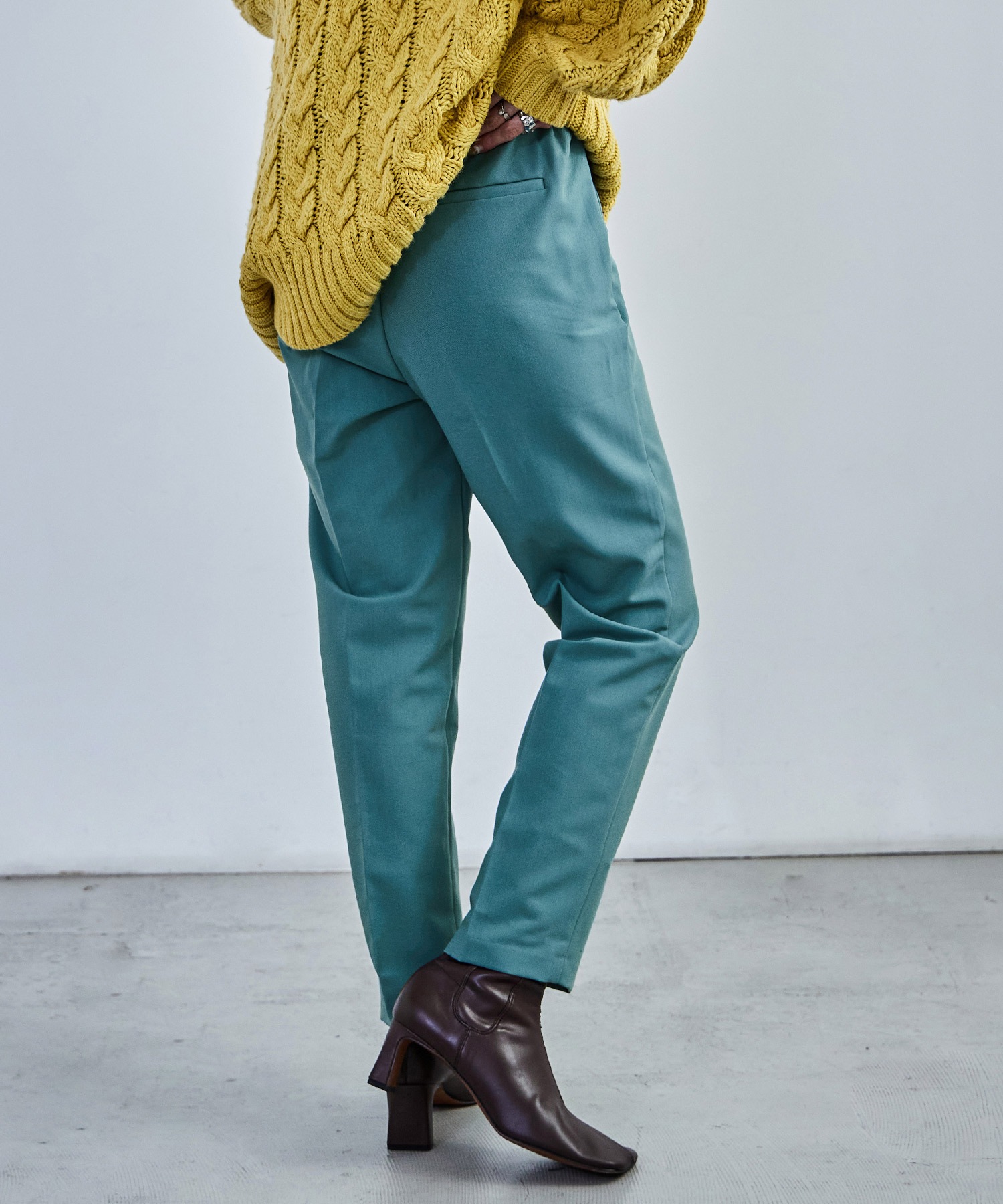 ハイウエストテーパードスラックス スラックス ハイウエスト タック テーパード レディース ウエストゴム カラバリ豊富 春夏 秋冬 オールシーズン ボトムス スタイルアップ 美脚見せ 低身長