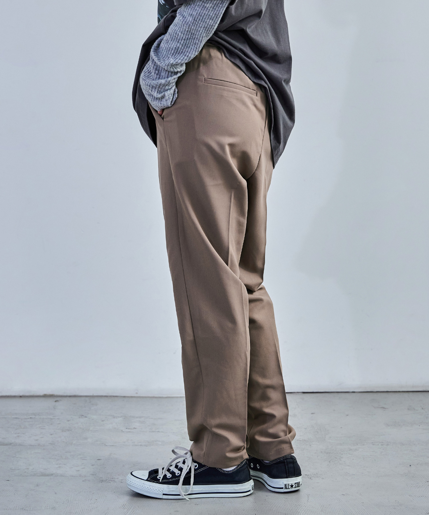 ハイウエストテーパードスラックス スラックス ハイウエスト タック テーパード レディース ウエストゴム カラバリ豊富 春夏 秋冬 オールシーズン ボトムス スタイルアップ 美脚見せ 低身長