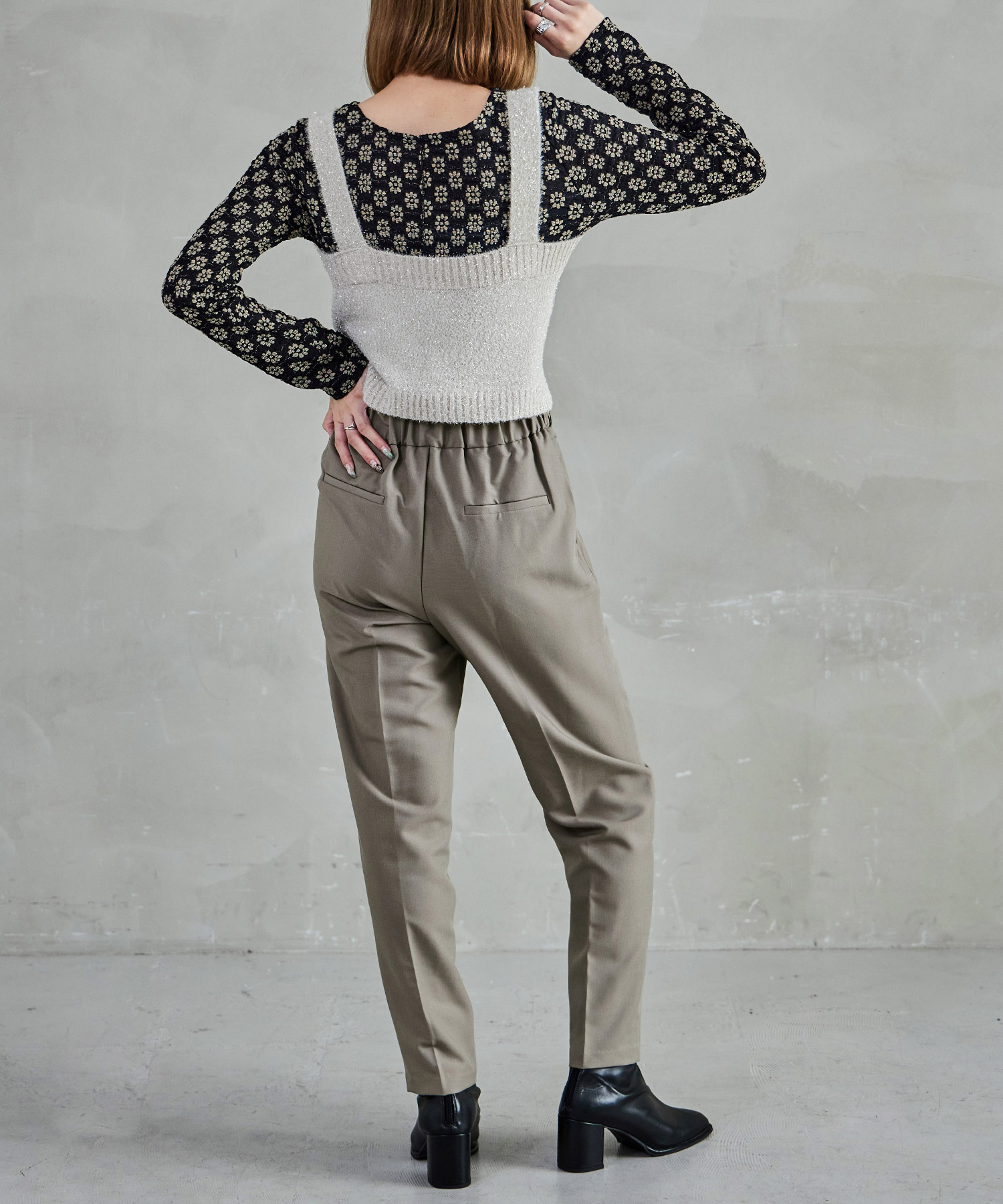 ハイウエストテーパードスラックス スラックス ハイウエスト タック テーパード レディース ウエストゴム カラバリ豊富 春夏 秋冬 オールシーズン ボトムス スタイルアップ 美脚見せ 低身長