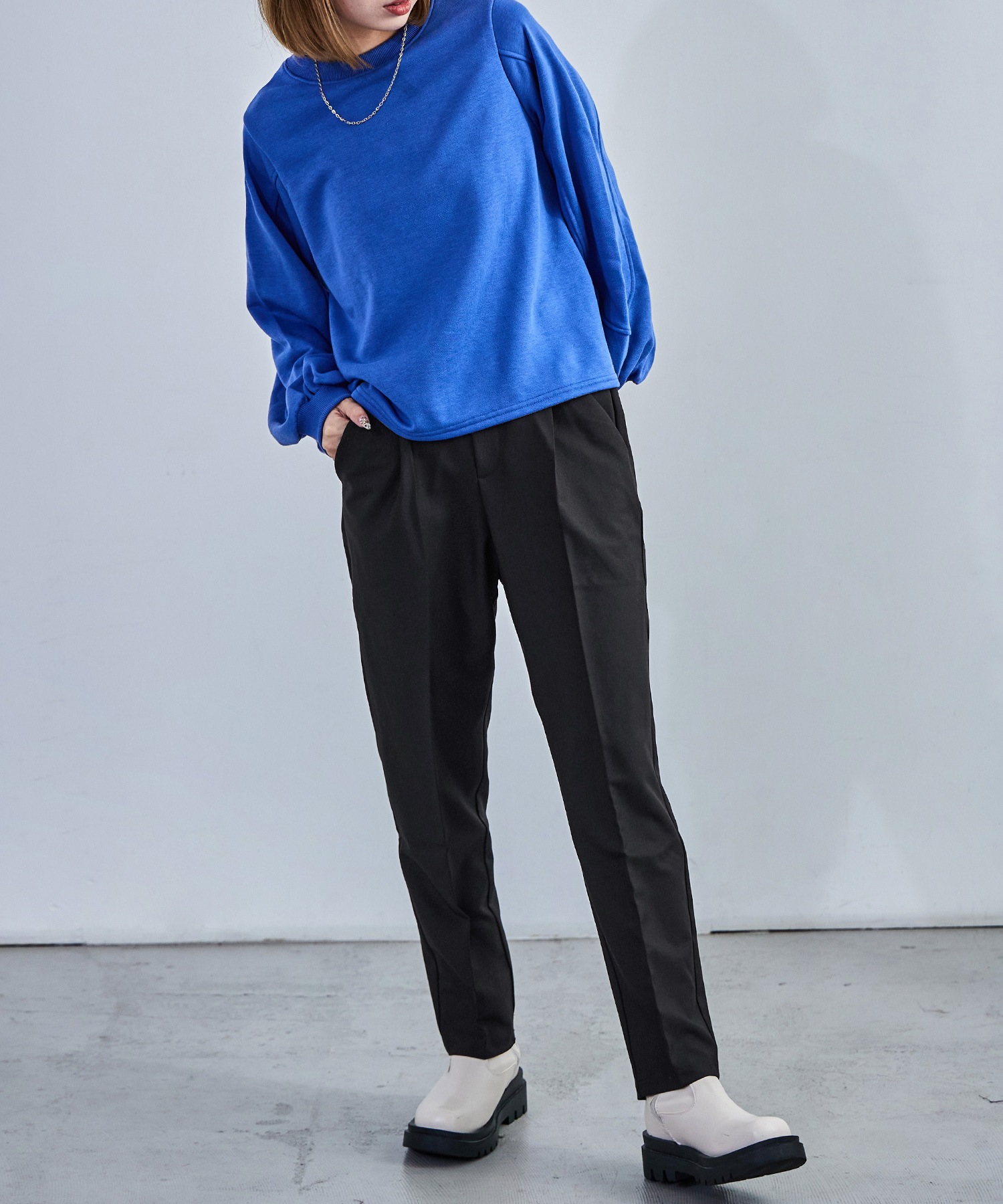 ハイウエストテーパードスラックス スラックス ハイウエスト タック テーパード レディース ウエストゴム カラバリ豊富 春夏 秋冬 オールシーズン ボトムス スタイルアップ 美脚見せ 低身長