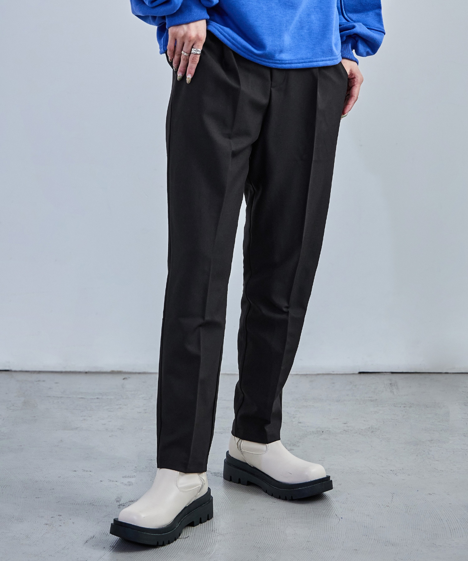 ハイウエストテーパードスラックス スラックス ハイウエスト タック テーパード レディース ウエストゴム カラバリ豊富 春夏 秋冬 オールシーズン ボトムス スタイルアップ 美脚見せ 低身長