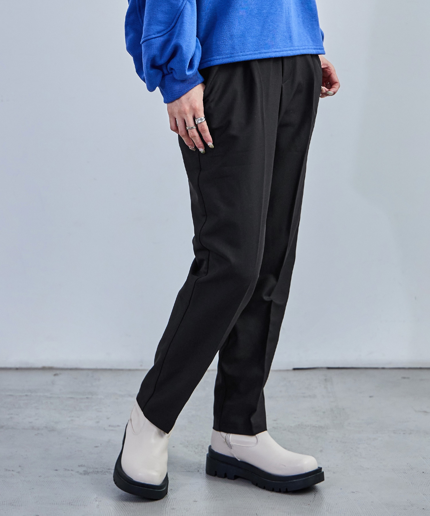 ハイウエストテーパードスラックス スラックス ハイウエスト タック テーパード レディース ウエストゴム カラバリ豊富 春夏 秋冬 オールシーズン ボトムス スタイルアップ 美脚見せ 低身長