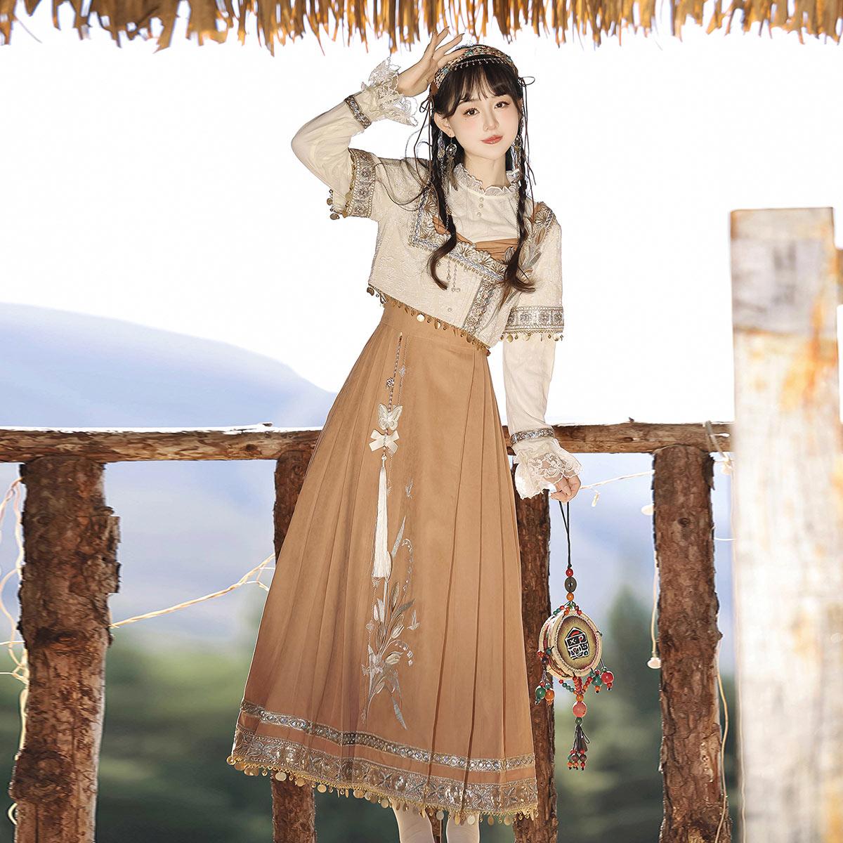 【フルセット】大砂漠郁香新韓国cos要素長袖インナーワンピース刺繍セット