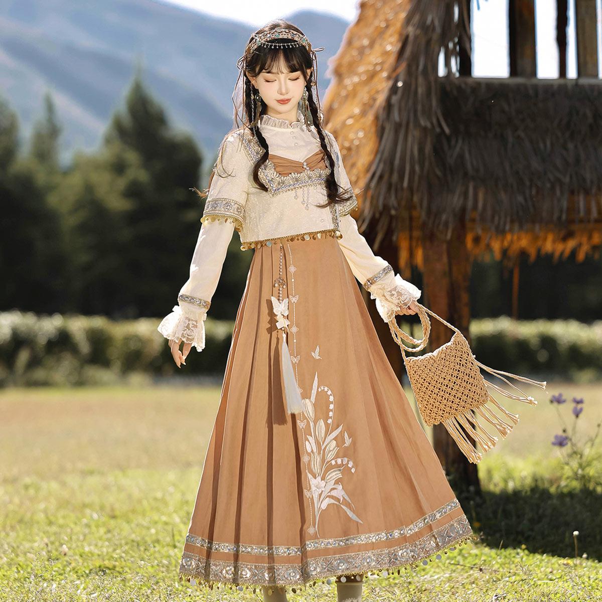 【フルセット】大砂漠郁香新韓国cos要素長袖インナーワンピース刺繍セット