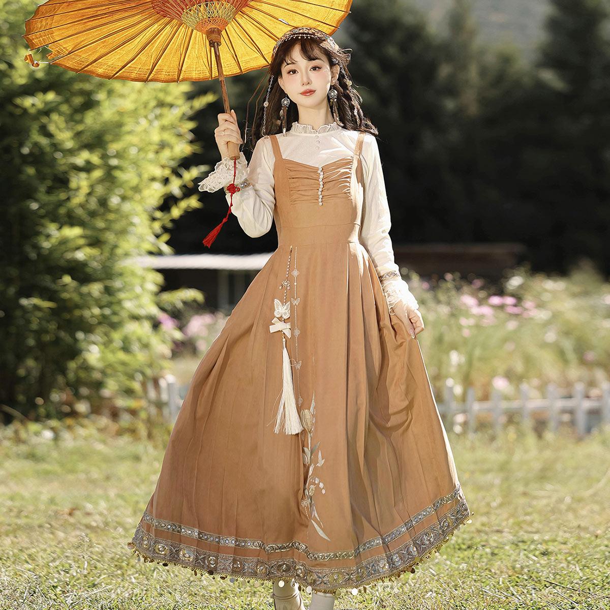 【フルセット】大砂漠郁香新韓国cos要素長袖インナーワンピース刺繍セット