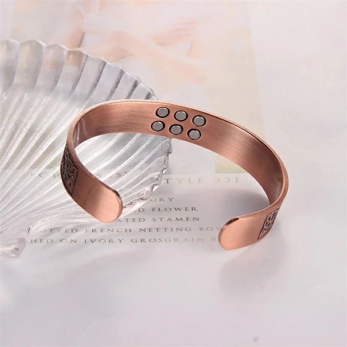 純銅製の磁気療法ブレスレット,調整可能 ,生命の木,15mm, 3500 gauss,エネルギーマグネット,関節症 ストレス解消 痩身ブレスレット 減量 エネルギーマグネット付きの磁気ブレスレット エ