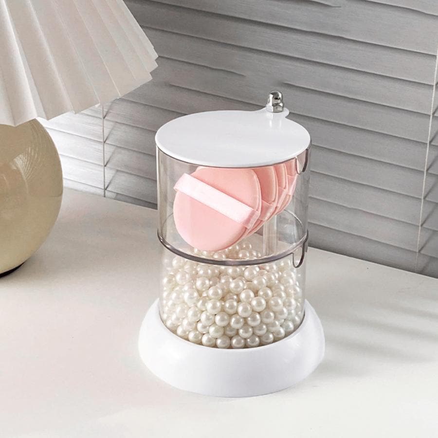 【超お得1つ買うと10個もらえる】[今日は安い-出荷が早い]パフ収納 360度回転 パフケース クリア 収納トレイ 2段3段4段回転収納ボックス 透明 化粧コットンケース