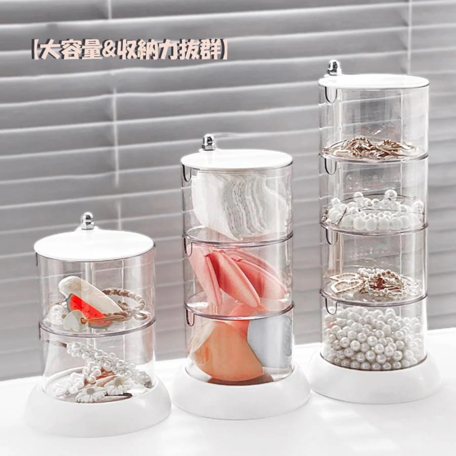 【超お得1つ買うと10個もらえる】[今日は安い-出荷が早い]パフ収納 360度回転 パフケース クリア 収納トレイ 2段3段4段回転収納ボックス 透明 化粧コットンケース