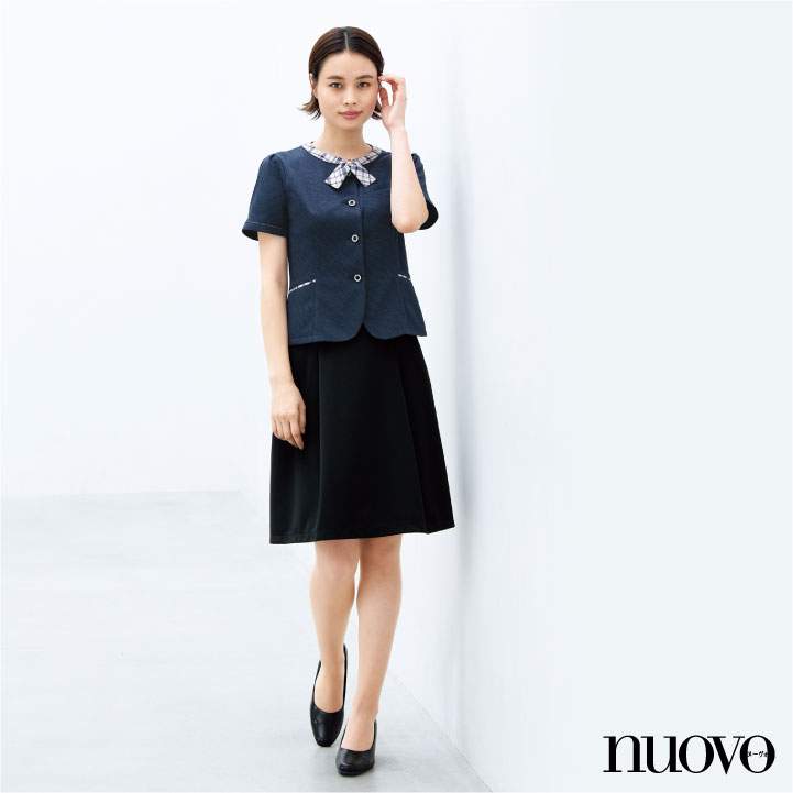 事務服 スカート シワになりにくい 人気 かわいい おしゃれ レディース 脇ゴムソフトプリーツスカート 春夏素材 nouvo ヌーヴォ FOLK フォーク /fo-fs45940