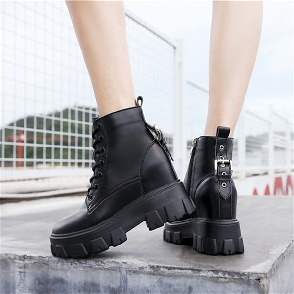 Qoo10] 合皮 太ヒール 10cm ショートブーツ