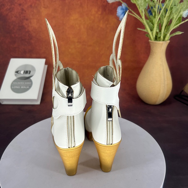 原神女性俳優ショートシューズアクセサリー小道具ミディアムハイヒールショートブーツ女性アニメーション靴