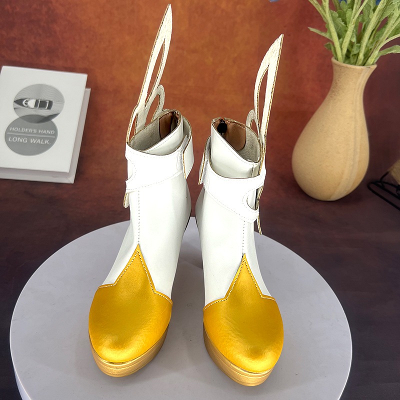 原神女性俳優ショートシューズアクセサリー小道具ミディアムハイヒールショートブーツ女性アニメーション靴