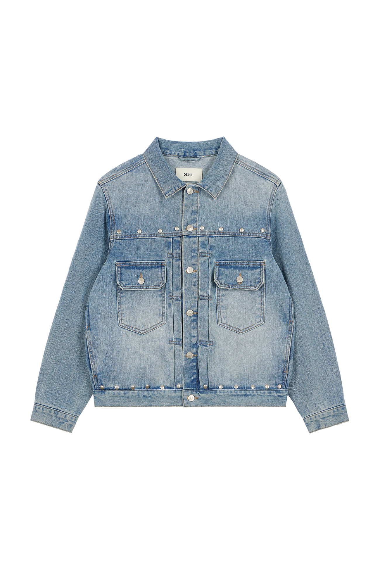 ダウンジャケット・コート +DEINET+ BUTTON POINT DENIM JACKET IN LIGHT BLUE KDCFU4FA211 DEINET】 BUTTON POINT DENIM JACKET : LIGHT BLUE デニム