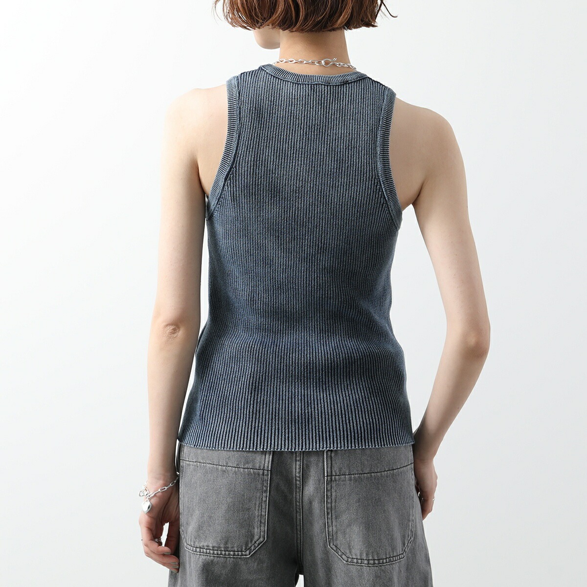 DIESEL ディーゼル タンクトップ トップス M-ANCHOR-A-SL ノースリーブニット A14817 0ANAH レディース ブルー カジュアル リブ ノースリーブ 春夏 DIESEL ディーゼル タンクトップ トップス M-ANCHOR-A-SL