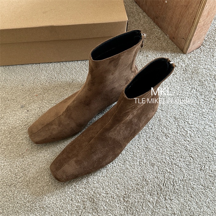 Tlemikelin Korea Dongdaemen Small Square Toe Low-かかとのつまずい春と秋のブーツ気質多用途の薄いブーツ