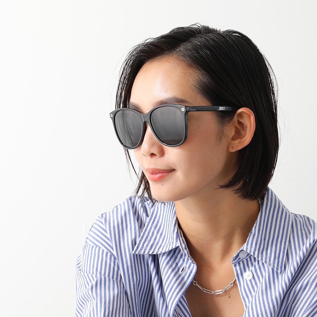 GUCCI グッチ サングラス GG0024S レディース ウェリントン型 GGロゴ ダブルG Bee ビーメガネ めがね 眼鏡 アイウェア 001/BLACK-BLACK-GREY