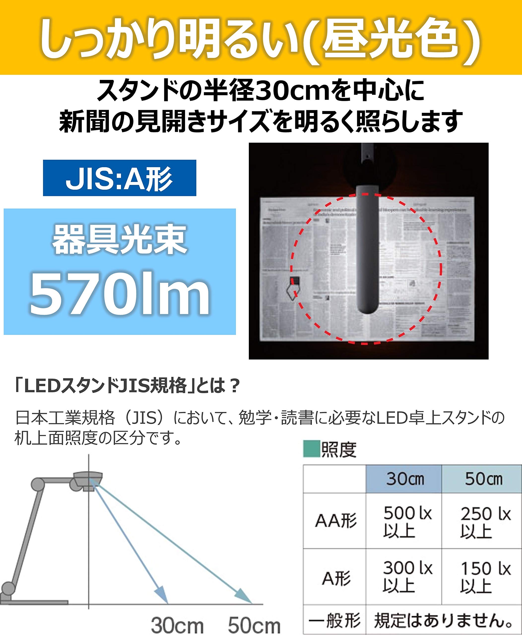 パナソニック LEDデスクライト 置き型 文字くっきり光 折り畳み可 昼光色 調光機能付 ライトグレー SQ-LD310-W パナソニック LEDデスクライト 置き型 文字くっきり光 折り畳み可 昼光色 調光機能付 ライトグレー SQ-LD310-W