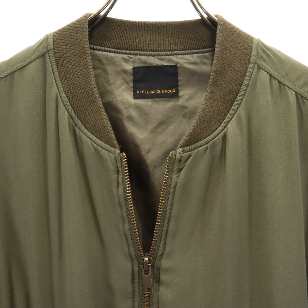 日本製 レーヨンブレンド MA-1 フライトジャケット free カーキ レディース 古着