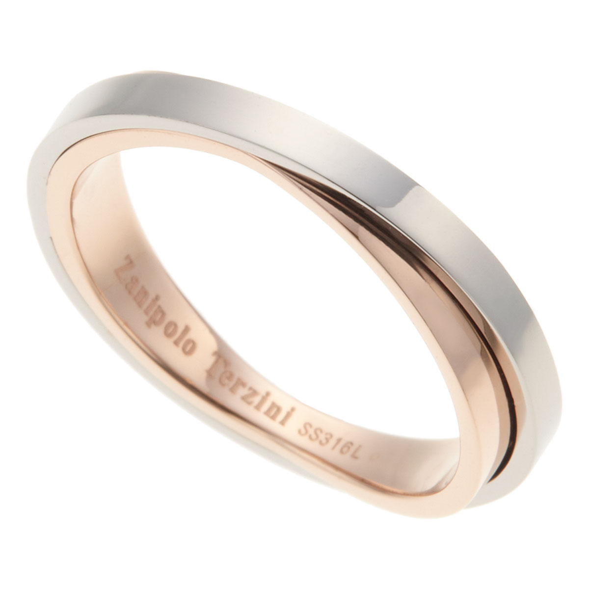 リング レディース メンズ サージカルステンレス製 ペアリング Zanipolo Terzini ザニポロタルツィーニ お肌に優しい 金属アレルギー対応 クロス 重ね付け風 指輪 トラベルジュエリー