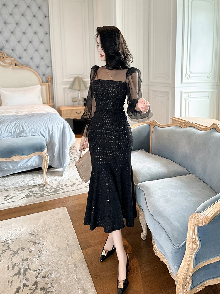 精緻 パーティードレス ロングスカート 春秋 レディース レース パッチワーク キラキ ラ フィッシュテールスカート セクシー 通勤 インナー スカート 精緻 パーティードレス ロングスカート 春秋 レディース レース パッチワーク キラキ ラ フィッシュテールスカート セクシー 通勤 インナー スカート