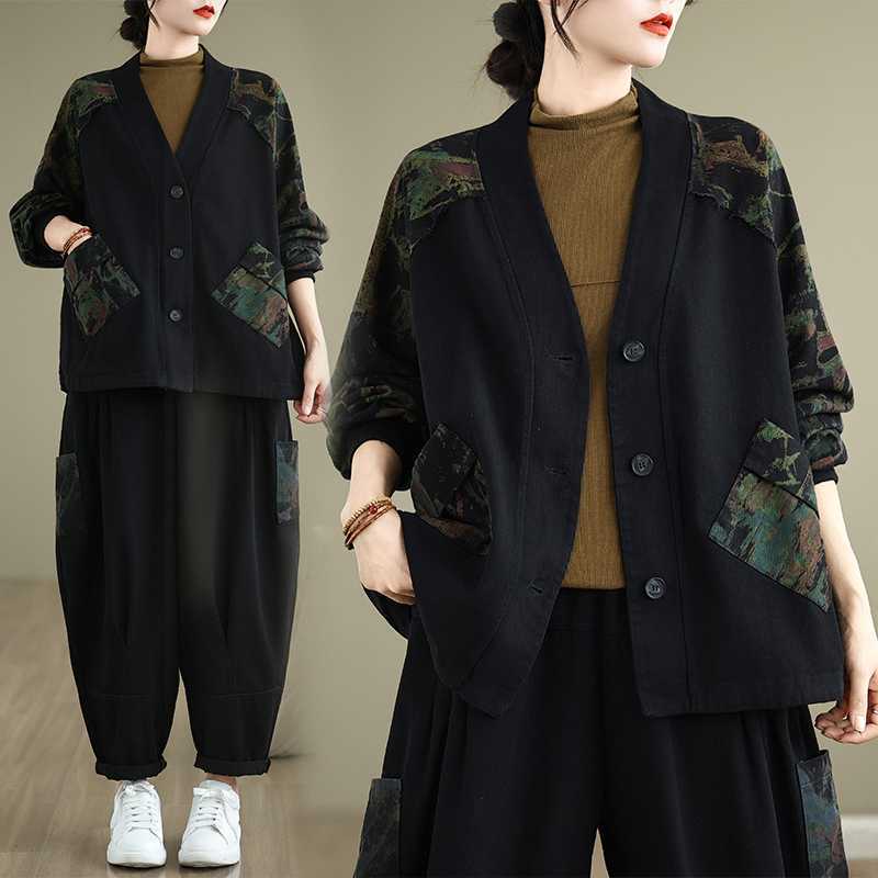 Hot!!!「ファットガール」 2024秋新品 デニムドッキング 上下セット ニットカーディガン テーパードパンツ 大きいサイズ 体型カバー レディース セットアップ メガ割 Hot!!!「ファットガール」 2024秋新品 デニムドッキング 上下セット ニットカーディガン テーパードパンツ 大きいサイズ 体型カバー レディース セットアップ メガ割