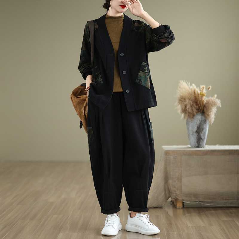 Hot!!!「ファットガール」 2024秋新品 デニムドッキング 上下セット ニットカーディガン テーパードパンツ 大きいサイズ 体型カバー レディース セットアップ メガ割 Hot!!!「ファットガール」 2024秋新品 デニムドッキング 上下セット ニットカーディガン テーパードパンツ 大きいサイズ 体型カバー レディース セットアップ メガ割