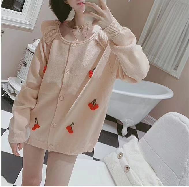 さくらんぼニットパジャマ上下2点セット