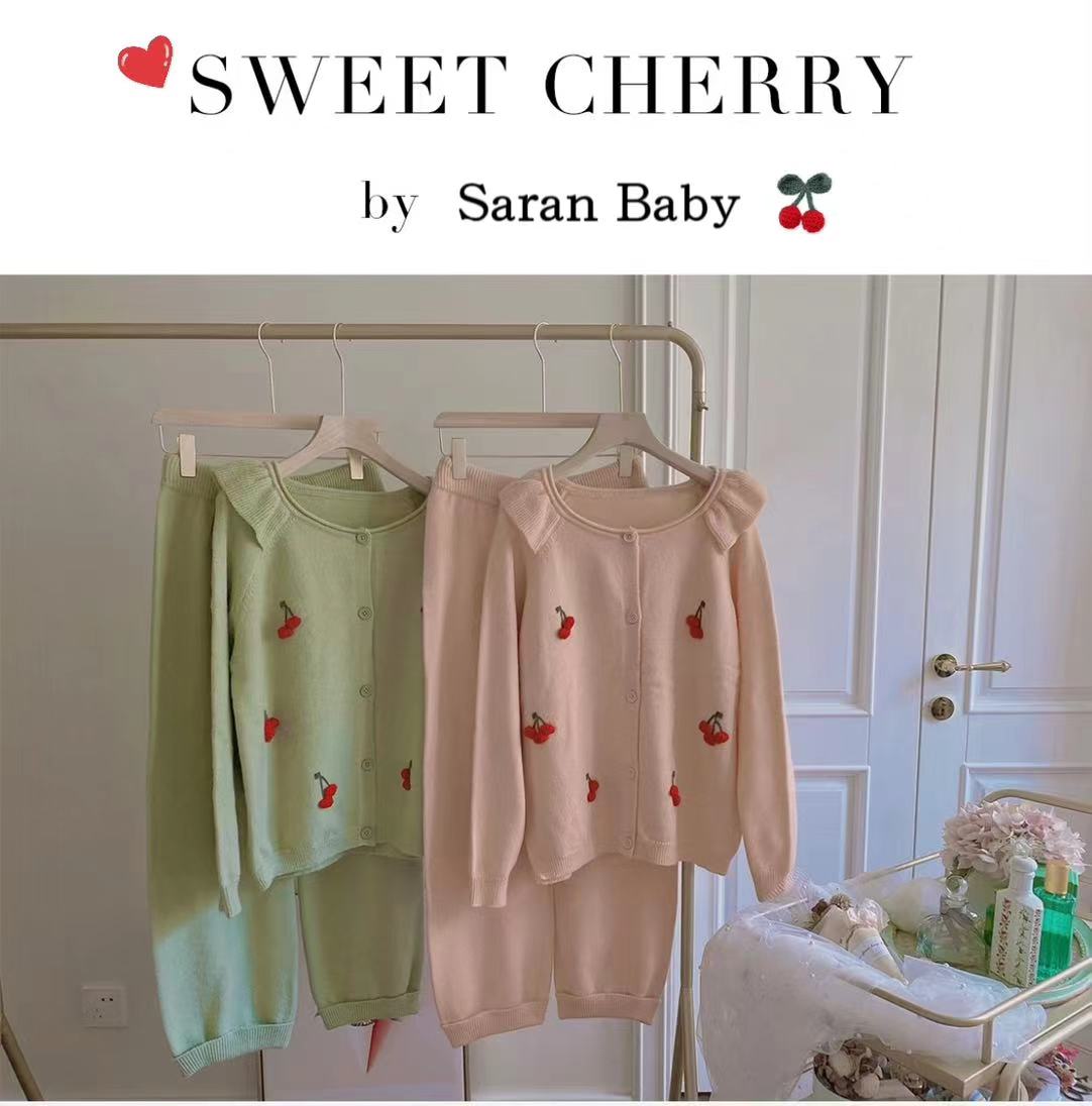 さくらんぼニットパジャマ上下2点セット