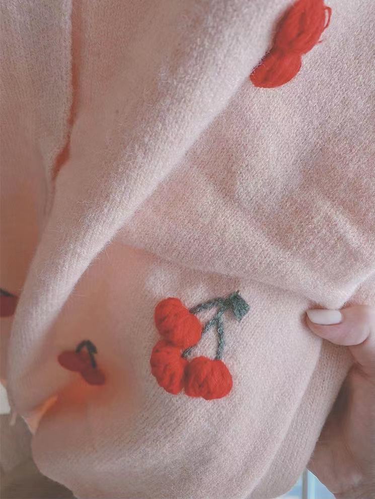 さくらんぼニットパジャマ上下2点セット