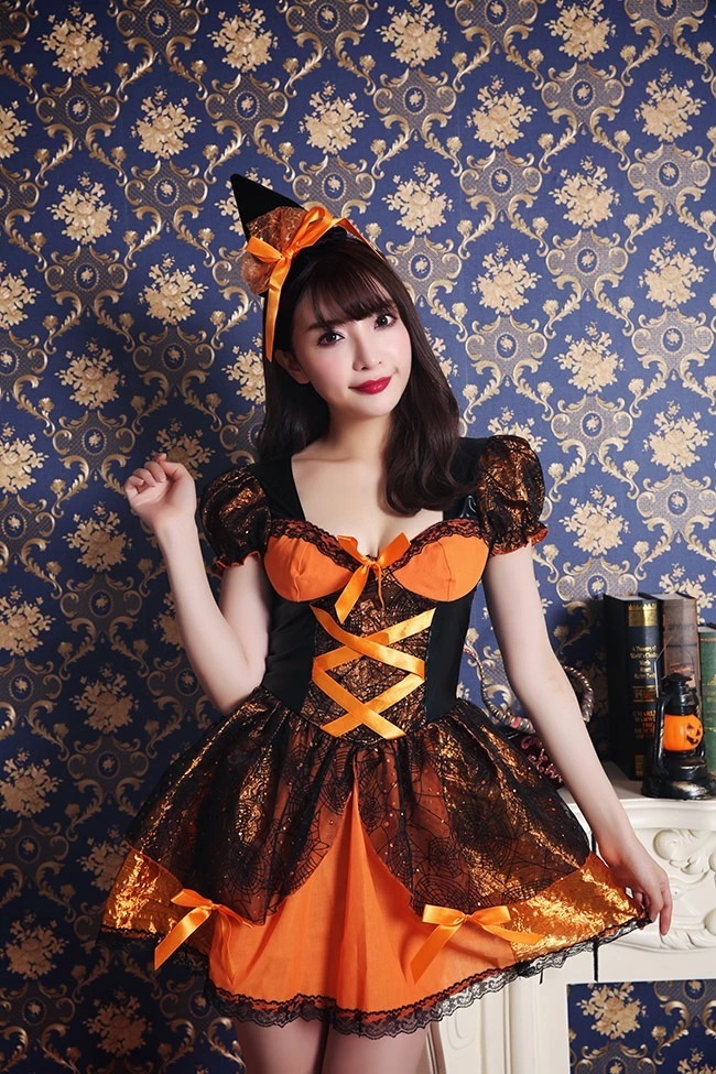 【即納】ハロウィン コスプレ 仮装 魔女 ウィッチ ハロウィンコスプレ 大人 女性 可愛い 大きいサイズ コスプレ 衣装 魔法少女 カボチャ パンプキン セクシー レディース かわいい コスチューム