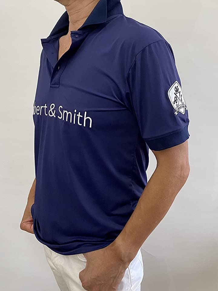 ロバートアンドスミス ポロシャツ 機能素材 ゴルフ ウエア 半袖メンズ( ネイビー, XL)