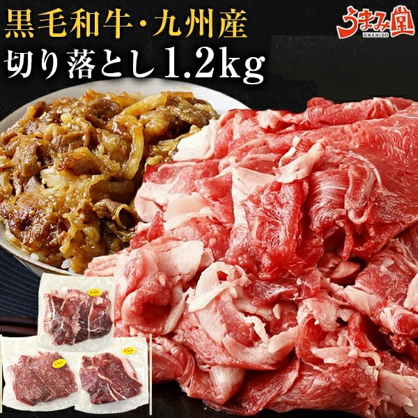 黒毛和牛 切り落とし 九州産 1.2kg(400g3) 国産 プレゼント ギフト 有田牧場 [産直]