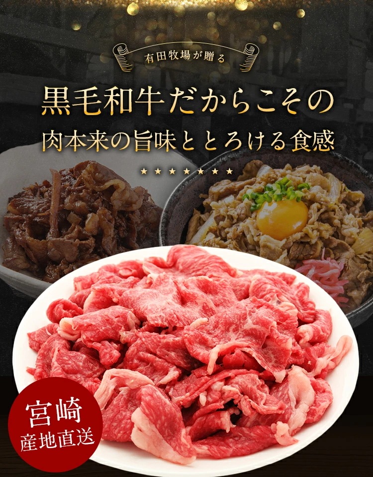 黒毛和牛 切り落とし 九州産 1.2kg(400g3) 国産 プレゼント ギフト 有田牧場 [産直]