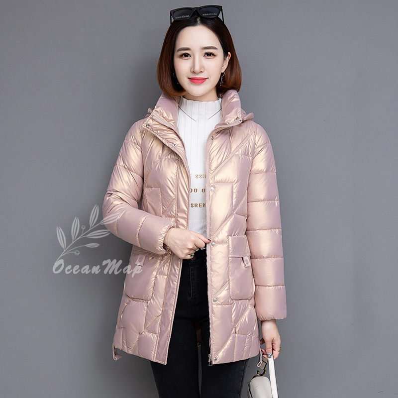 中綿 ダウンコート コート レディース 冬 ダウンジャケット ミドルコート 大きめ ポケット付き フード付 アウター ファスナー 厚手 暖かい 防寒 カジュアル おしゃれ 無地 コーデ 楽ちん リラッ