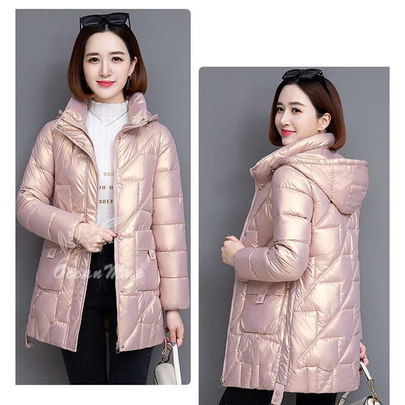 中綿 ダウンコート コート レディース 冬 ダウンジャケット ミドルコート 大きめ ポケット付き フード付 アウター ファスナー 厚手 暖かい 防寒 カジュアル おしゃれ 無地 コーデ 楽ちん リラッ
