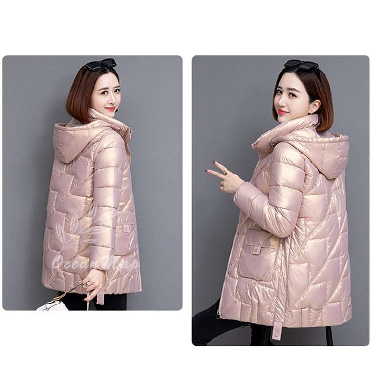 中綿 ダウンコート コート レディース 冬 ダウンジャケット ミドルコート 大きめ ポケット付き フード付 アウター ファスナー 厚手 暖かい 防寒 カジュアル おしゃれ 無地 コーデ 楽ちん リラッ