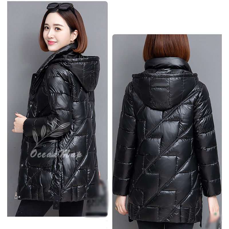 中綿 ダウンコート コート レディース 冬 ダウンジャケット ミドルコート 大きめ ポケット付き フード付 アウター ファスナー 厚手 暖かい 防寒 カジュアル おしゃれ 無地 コーデ 楽ちん リラッ