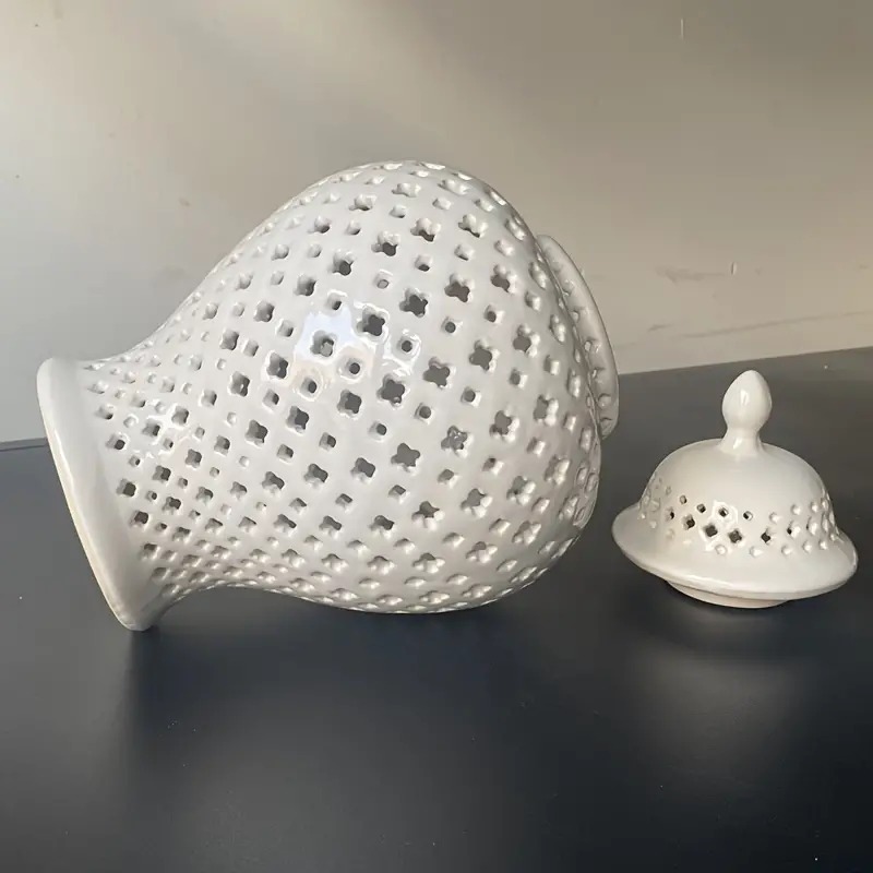 花瓶 フラワーベース ポット 北欧スタイル バロック セラミック 汎用ジャー ホワイト お洒落 エレガント かわいい ホワイトストレージジャー 収納ジャー 4-7