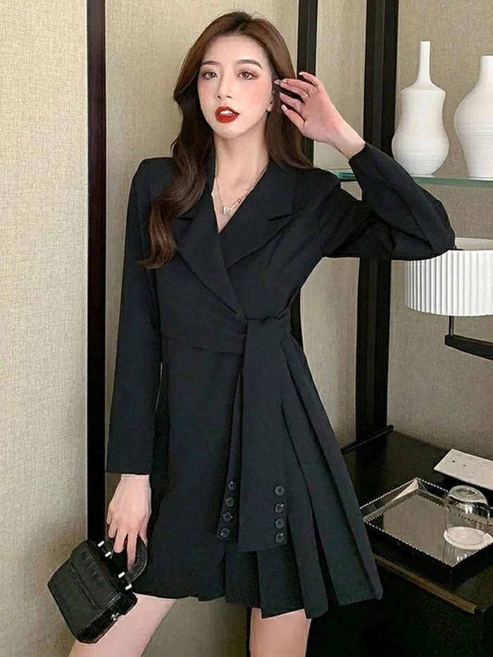 レディース 短め丈 ワンピース ドレス ジャケット プリーツ きちんと感 長袖 Vネック ウエストベルト シンプル 襟 無地 スーツコート ジャケット ロング丈 アウターコート ベルト付け ボ レディース 短め丈 ワンピース ドレス ジャケット プリーツ きちんと感 長袖 Vネック ウエストベルト シンプル 襟 無地 スーツコート ジャケット ロング丈 アウターコート ベルト付け ボ