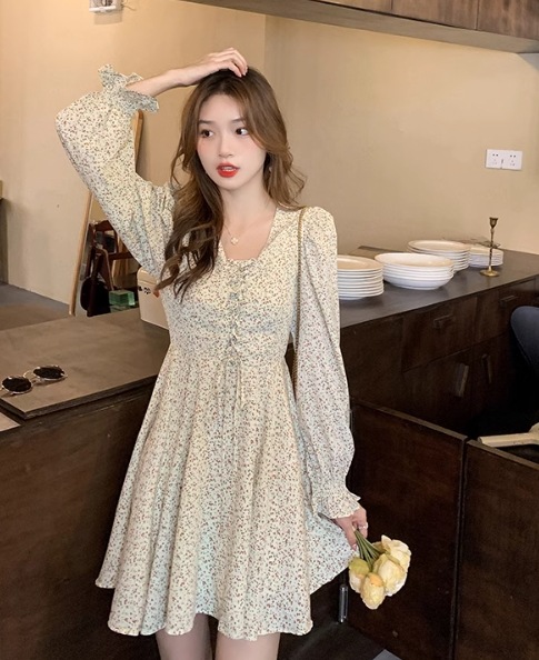 レディース ワンピース ミニ ショート 膝上 長袖 Vネック フレア Aライン かわいい 大人可愛い カジュアル おしゃれ ラフ ガーリー ルーズ フォーマル とろみ感 ヴィンテージ ラブリー