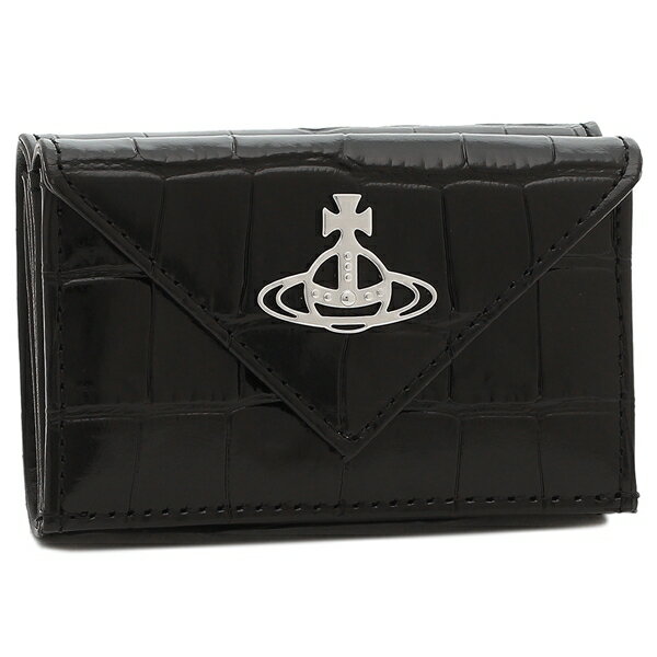 三つ折り財布 クロコダイル ミニ財布 ブラック レディース VIVIENNE WESTWOOD 51150009 L0039 N401 三つ折り財布 クロコダイル ミニ財布 ブラック レディース VIVIENNE WESTWOOD 51150009 L0039 N401