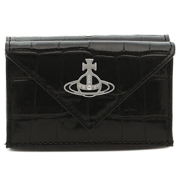 三つ折り財布 クロコダイル ミニ財布 ブラック レディース VIVIENNE WESTWOOD 51150009 L0039 N401 三つ折り財布 クロコダイル ミニ財布 ブラック レディース VIVIENNE WESTWOOD 51150009 L0039 N401