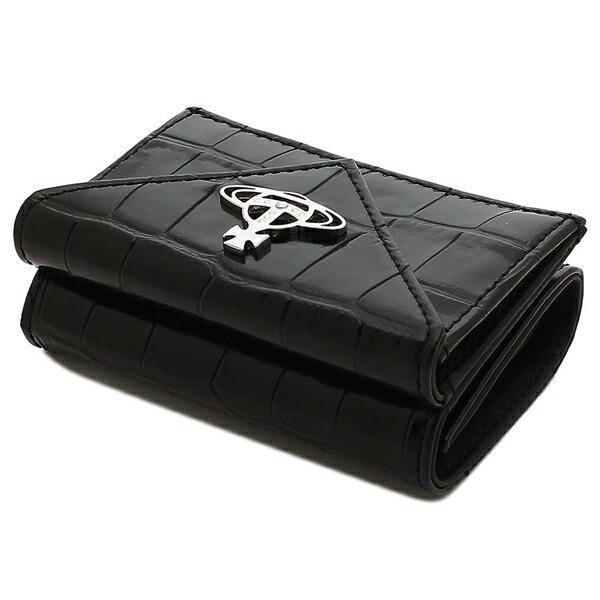 三つ折り財布 クロコダイル ミニ財布 ブラック レディース VIVIENNE WESTWOOD 51150009 L0039 N401 三つ折り財布 クロコダイル ミニ財布 ブラック レディース VIVIENNE WESTWOOD 51150009 L0039 N401