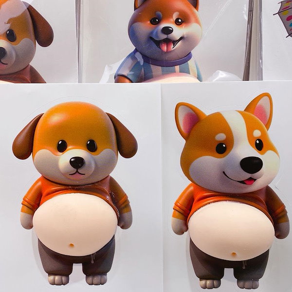 Qoo10] 「2枚入り」3D柴犬お腹ステッカー かわ
