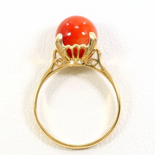 K18 18金 YG イエローゴールド リング 指輪 8.5号 サンゴ ジュエリー 中古 K18 18金 YG イエローゴールド リング 指輪 8.5号 サンゴ ジュエリー 中古