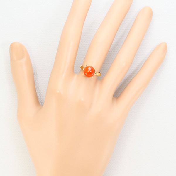 K18 18金 YG イエローゴールド リング 指輪 8.5号 サンゴ ジュエリー 中古 K18 18金 YG イエローゴールド リング 指輪 8.5号 サンゴ ジュエリー 中古