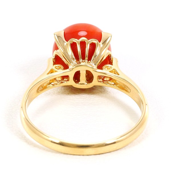 K18 18金 YG イエローゴールド リング 指輪 8.5号 サンゴ ジュエリー 中古 K18 18金 YG イエローゴールド リング 指輪 8.5号 サンゴ ジュエリー 中古