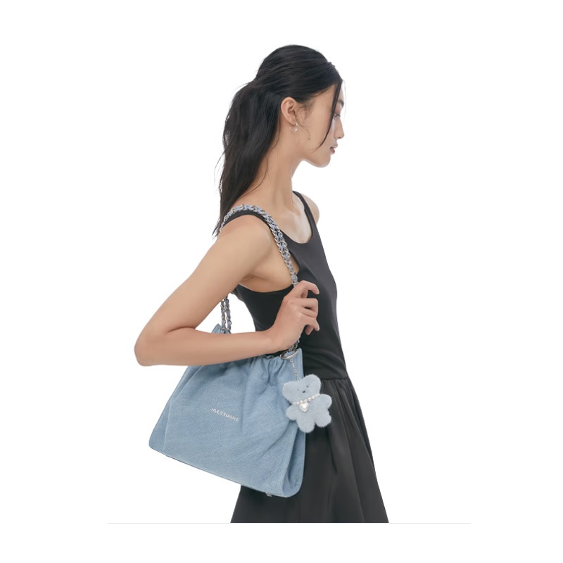 [COCO CHAIN] DENIM DRAWSTRING CHAIN SHOULDER M [demim / Dark denim ] / JABA4F168B2 / JABA4F178B3