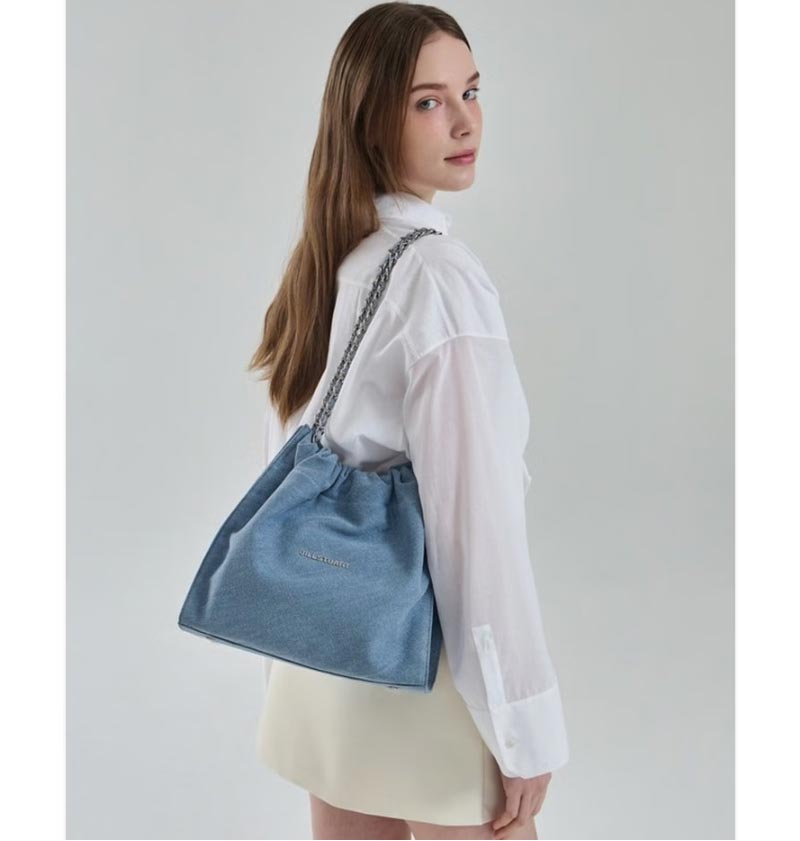 [COCO CHAIN] DENIM DRAWSTRING CHAIN SHOULDER M [demim / Dark denim ] / JABA4F168B2 / JABA4F178B3