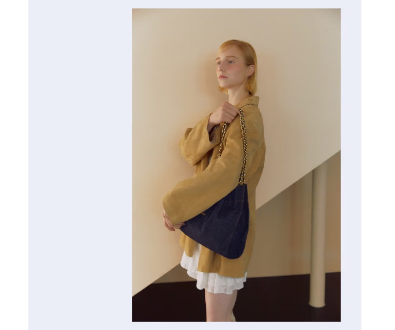 [COCO CHAIN] DENIM DRAWSTRING CHAIN SHOULDER M [demim / Dark denim ] / JABA4F168B2 / JABA4F178B3